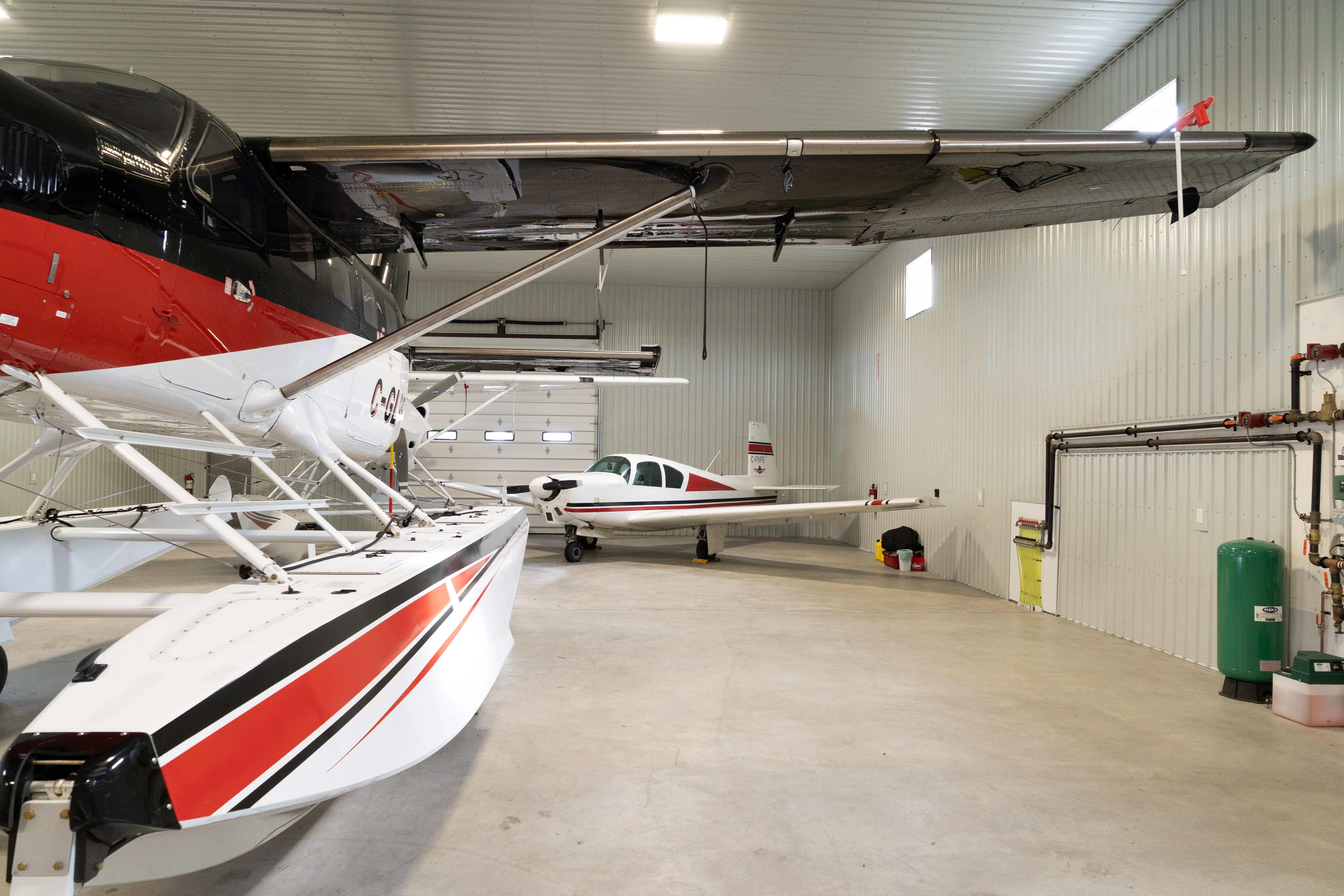 Hangar interior with aircraft